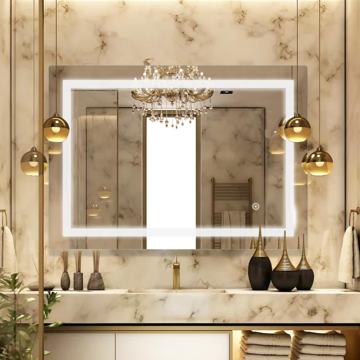 Oglinda de baie cu iluminare LED 6500K Bianco Freddo, Touch si dezaburire 60x100 cm [5]