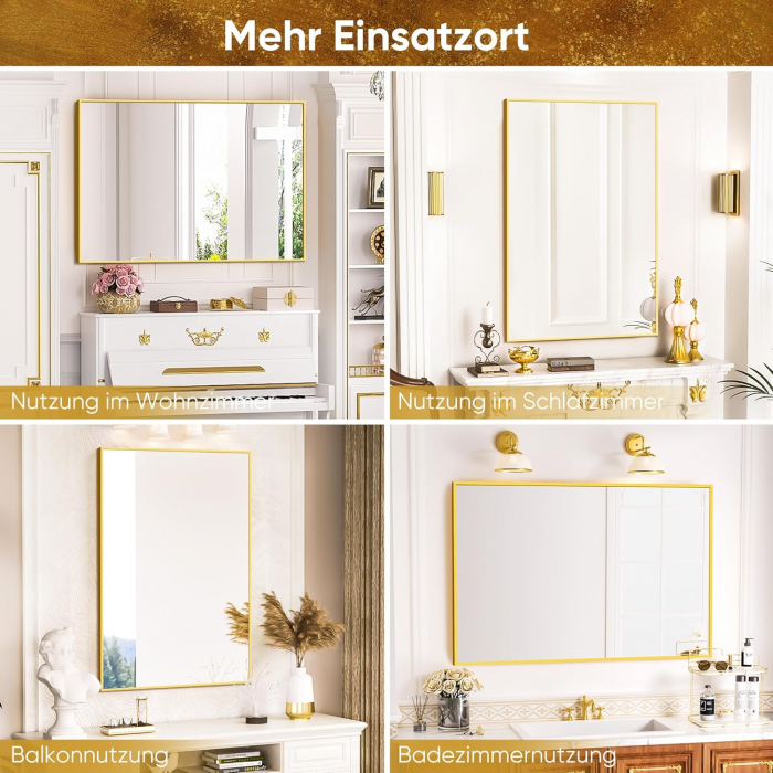 Oglinda suspendata cu rama metal auriu Gold 80x60x4 cm [5]