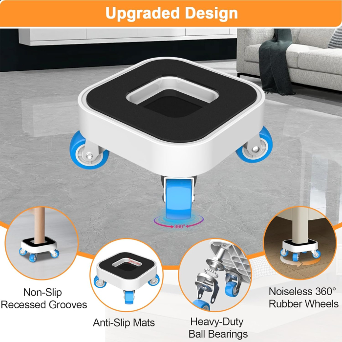 Set 4 role rotative 360° ridicat si transportat mobila cu capacitate de incarcare 500 kg si parghie ridicare usoara [4]