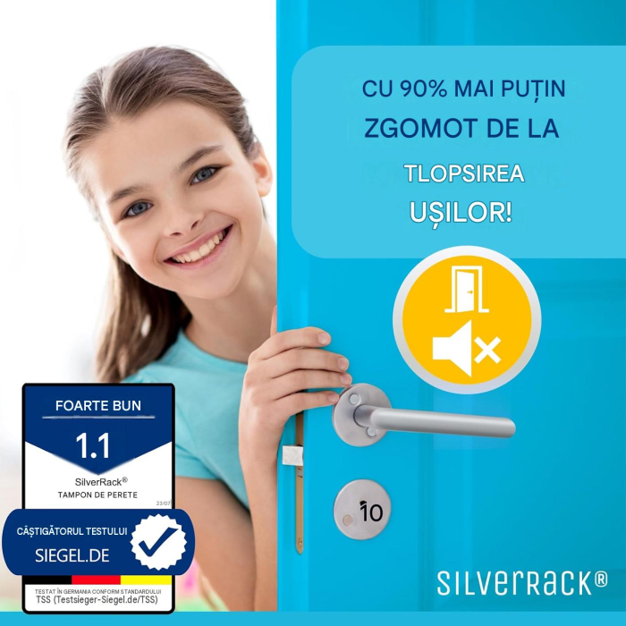 Opritor siliconic pentru manere usi, fara gaurire, set 6 bucati de 40 mm,  9 mm grosime [4]