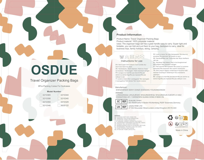 Organizatoare spatiu valize si bagaje-set 8 piese Roz [9]