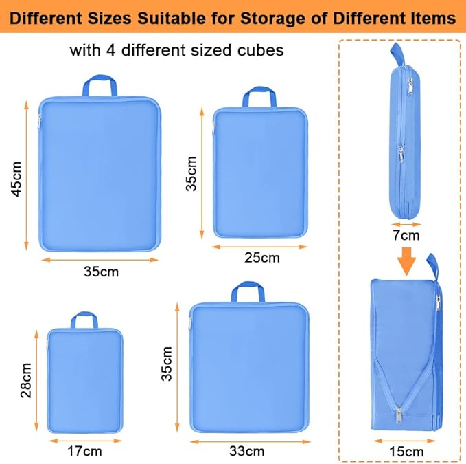 Organizatoare spatiu valize si bagaje-set 4 piese albastre [2]
