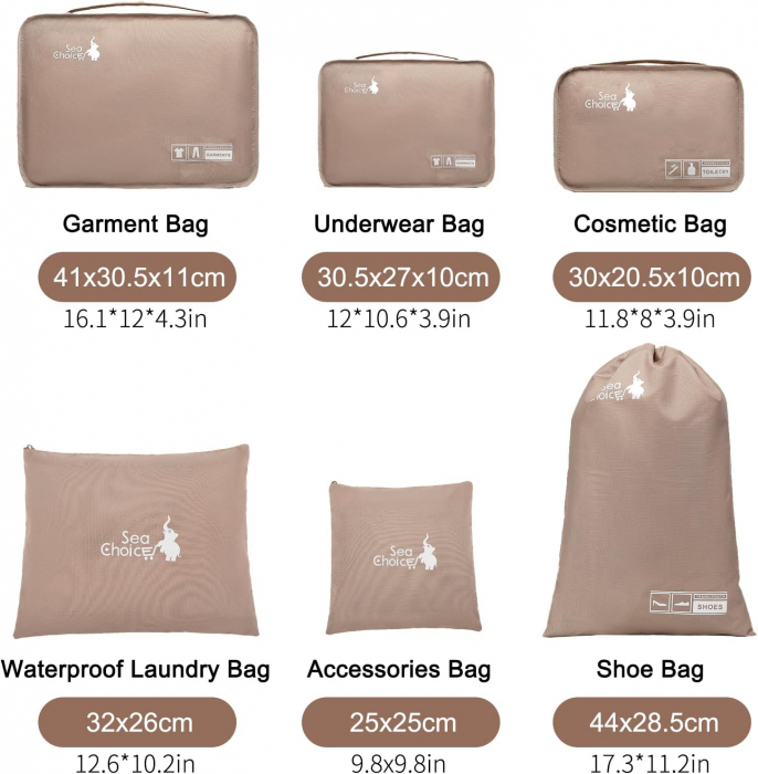Organizatoare spatiu valize si bagaje-set 6 piese Kaki [2]
