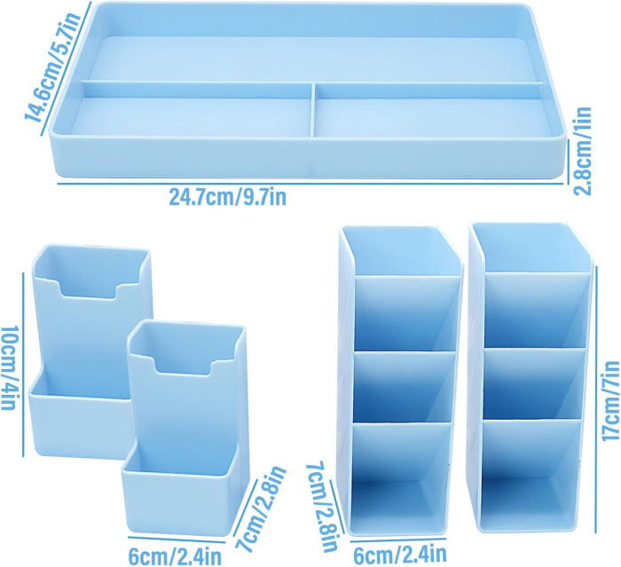 Organizator albastru de birou din PVC intarit din 5 piese [2]