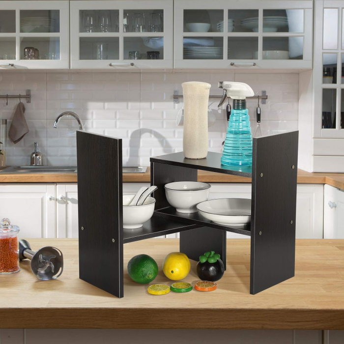 Organizator negru de birou din lemn, design geometric 85x17x46 cm [4]