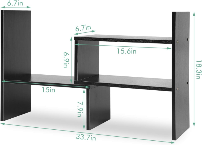 Organizator negru de birou din lemn, design geometric 85x17x46 cm [9]