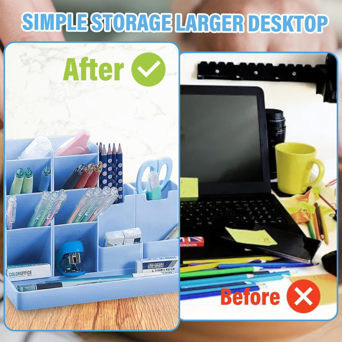 Organizator albastru de birou din PVC intarit din 5 piese [3]