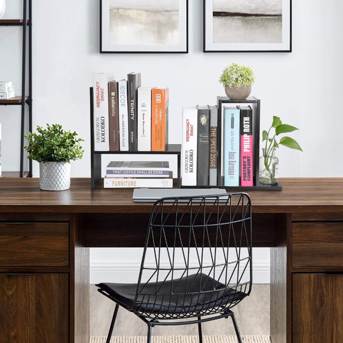 Organizator negru de birou din lemn, design geometric 85x17x46 cm [3]