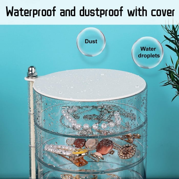 Organizator cosmetice, bijuterii, accesorii, 3 straturi,rotire 360gr, din plastic [4]