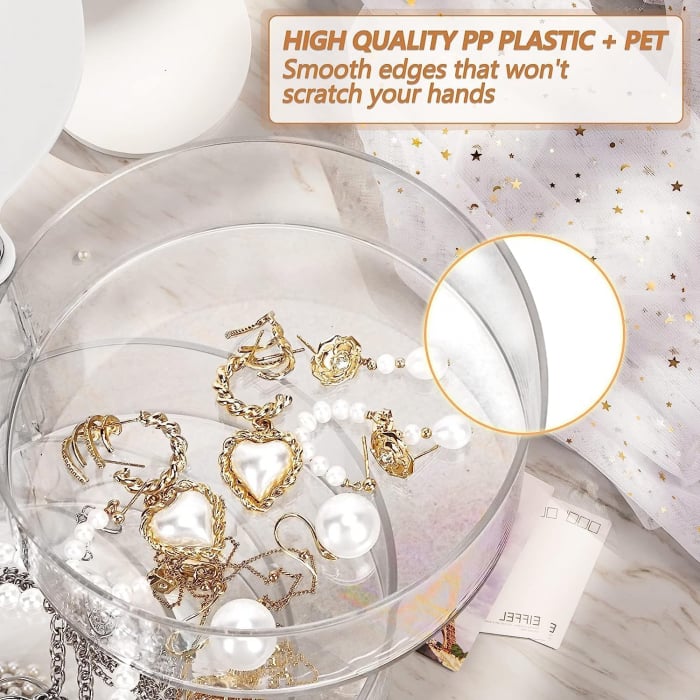 Organizator cosmetice, bijuterii, accesorii, 3 straturi,rotire 360gr, din plastic [3]