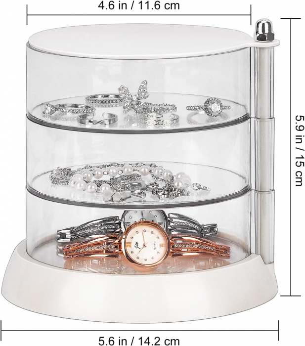 Organizator cosmetice, bijuterii, accesorii, 3 straturi,rotire 360gr, din plastic [2]