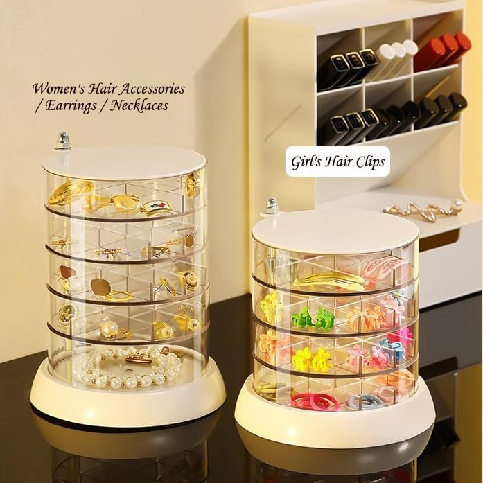 Organizator cosmetice, bijuterii, accesorii, 4 straturi,rotire 360gr, din plastic [4]