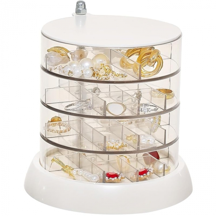 Organizator cosmetice, bijuterii, accesorii, 4 straturi,rotire 360gr, din plastic [1]
