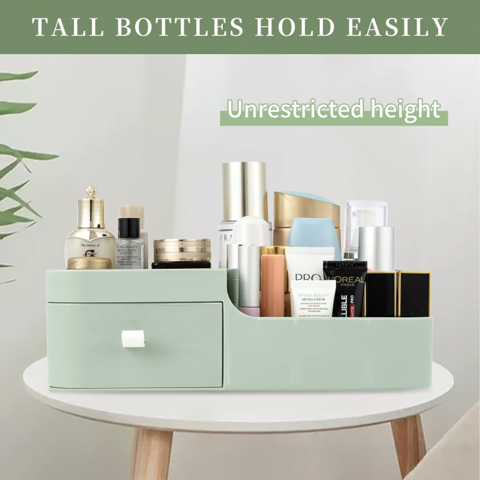 Organizator cosmetice, bijuterii, accesorii, cu sertar si 6 compartimente Verde [3]