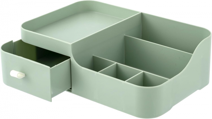 Organizator cosmetice, bijuterii, accesorii, cu sertar si 6 compartimente Verde [9]