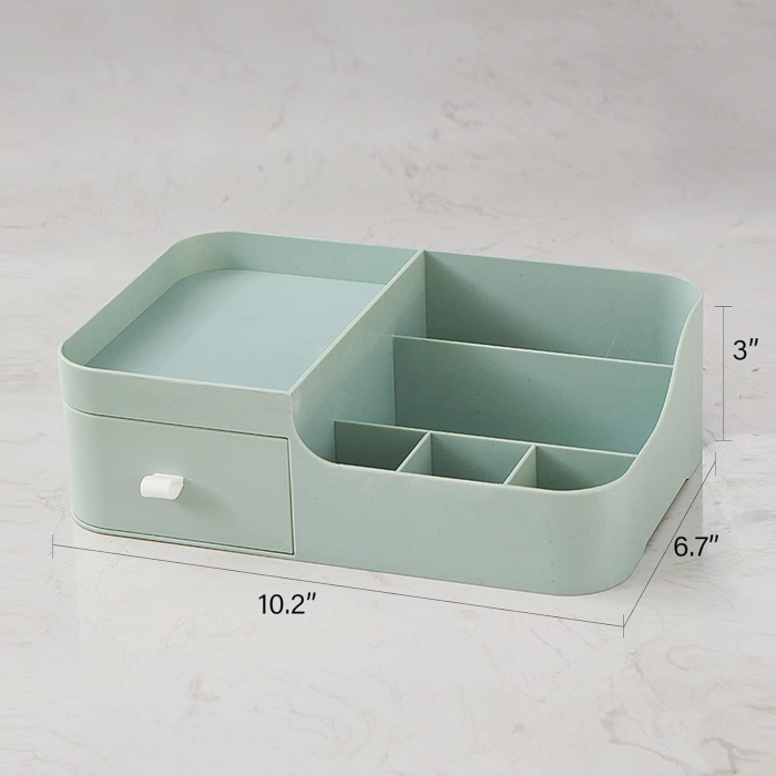 Organizator cosmetice, bijuterii, accesorii, cu sertar si 6 compartimente Verde [2]