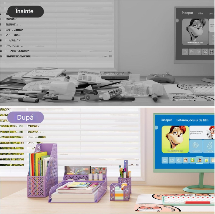 Organizator de birou dinplasa metal Roz, 5 piese individuale [3]