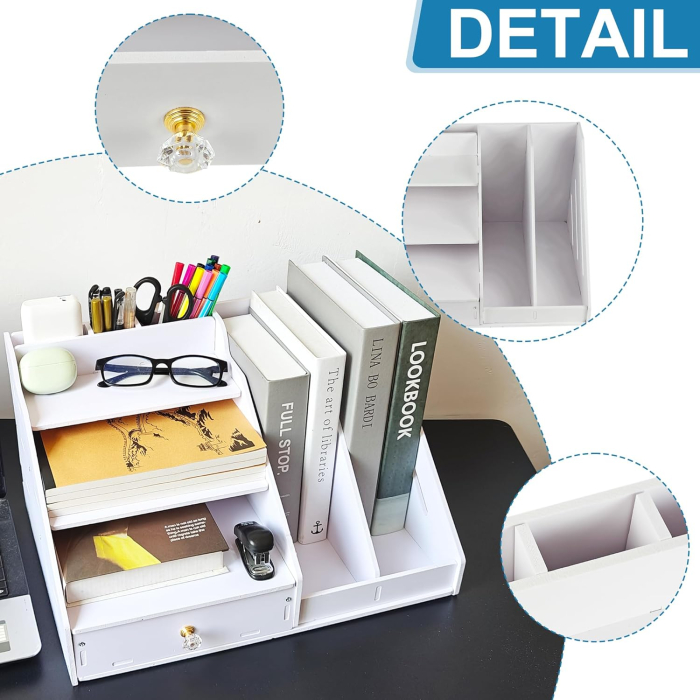 Organizator alb de birou din PVC intarit 41x24x28 cm [3]