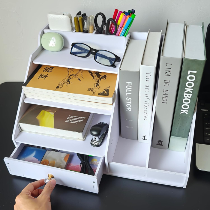 Organizator alb de birou din PVC intarit 41x24x28 cm [5]