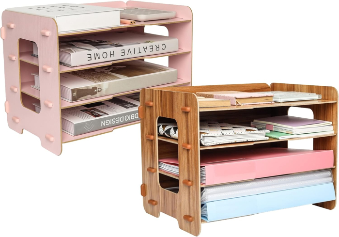 Organizator Roz de birou din lemn cu 4 niveluri [8]