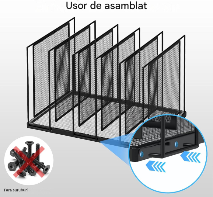 Organizator de birou din metal cu plasa, montat pe perete, 11 buzunare 30x10.5x70 cm - Copie [6]