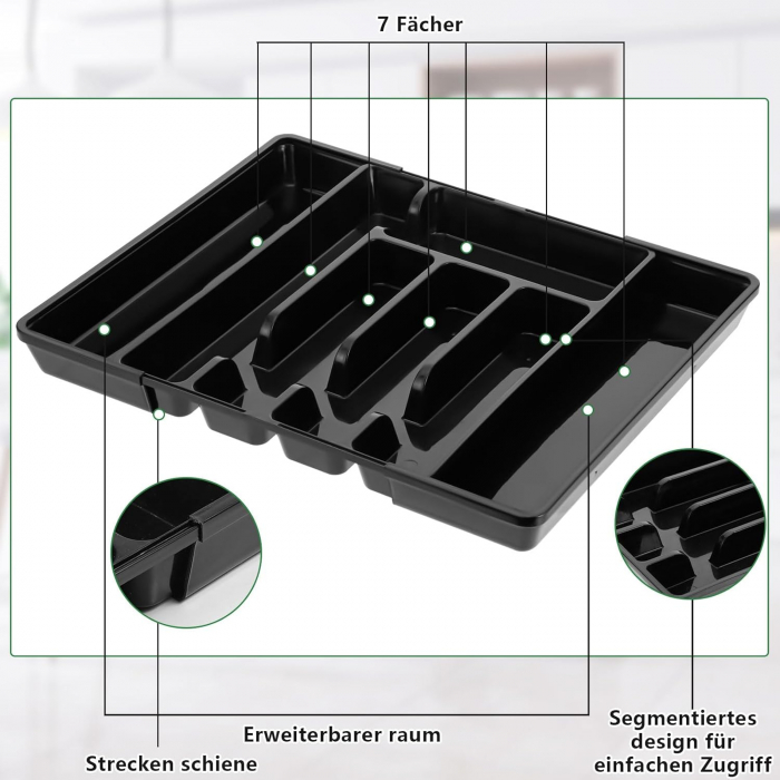 Organizator negru pentru sertar tacamuri 36.57x26.92x4.57 cm [3]