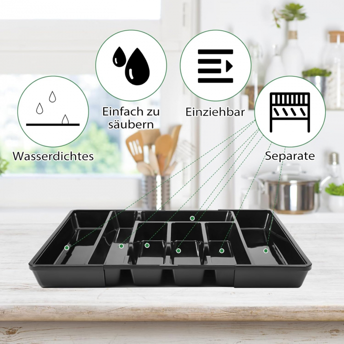 Organizator negru pentru sertar tacamuri 36.57x26.92x4.57 cm [6]