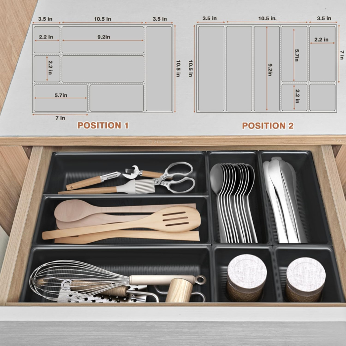 Organizator negru pentru sertar tacamuri  cu 7 compartimente [5]