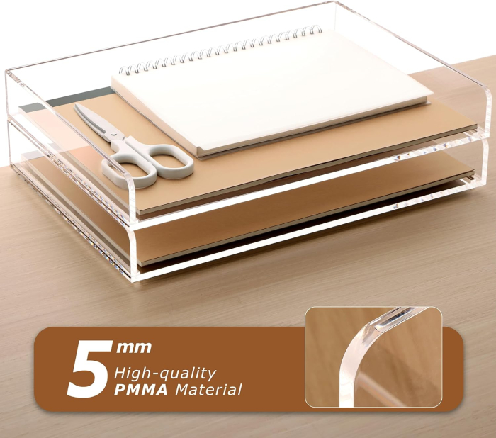 Organizator transparent de birou din acril cu 2 niveluri [6]