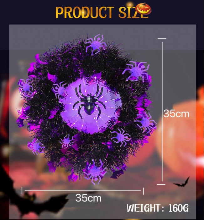 Ornament tip coroana de agatat cu paianjen si LED-uri [7]