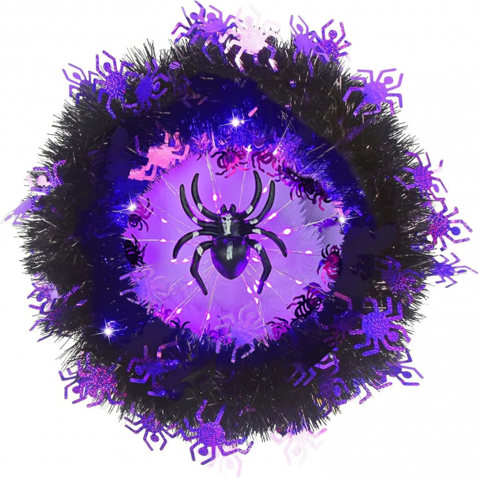 Ornament tip coroana de agatat cu paianjen si LED-uri [1]