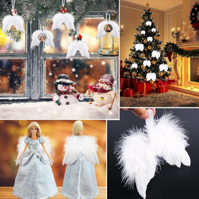 Set ornamente albe pentru deecoratiuni sarbatori, 10 aripi de ingeri [4]