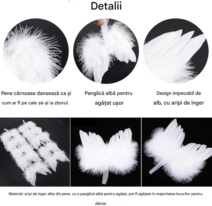 Set ornamente albe pentru deecoratiuni sarbatori, 10 aripi de ingeri [6]