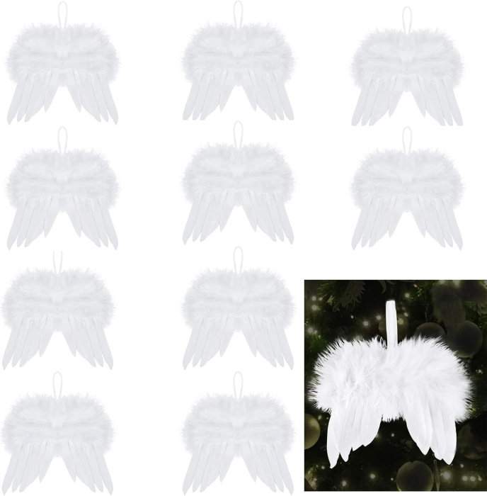 Set ornamente albe pentru deecoratiuni sarbatori, 10 aripi de ingeri [1]