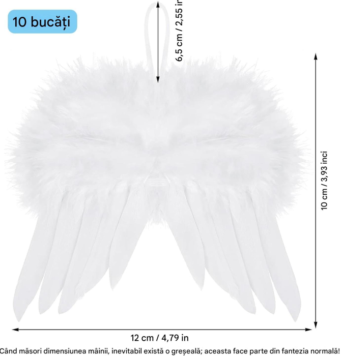 Set ornamente albe pentru deecoratiuni sarbatori, 10 aripi de ingeri [3]