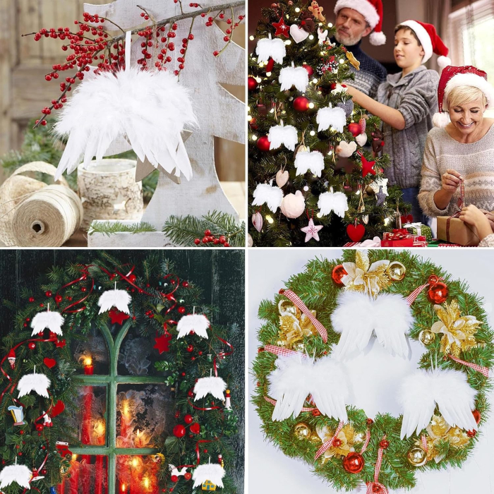 Set ornamente albe pentru deecoratiuni sarbatori, 10 aripi de ingeri [2]