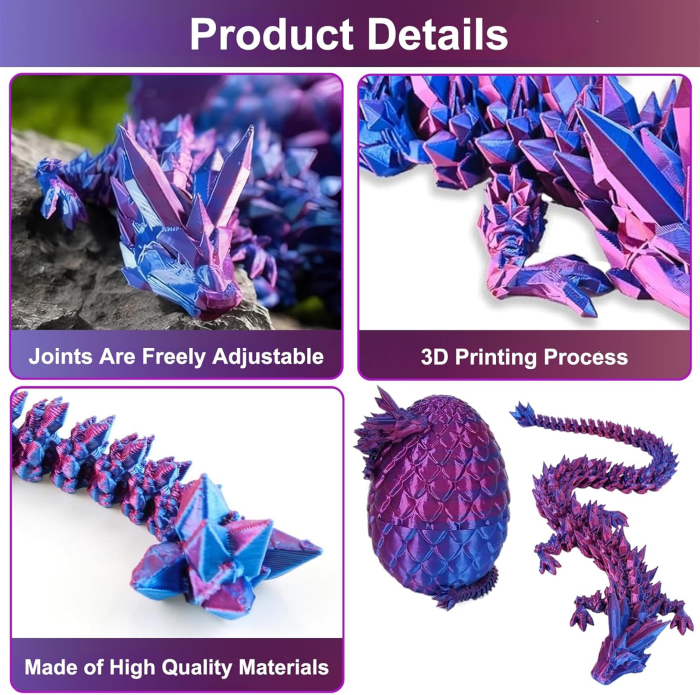 Ou de dragon realizat 3D cu jucarie realista, violet [3]