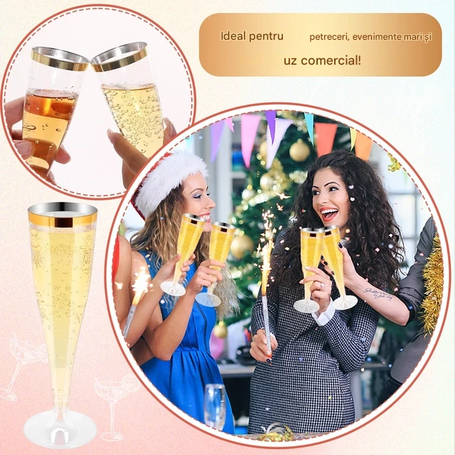 Pahare de sampanie din plastic, set 30 bucati de 133 ml [5]