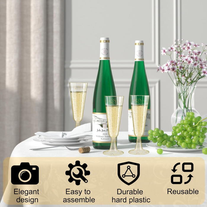 Pahare de sampanie din plastic, set 50 bucati de 150 ml [4]