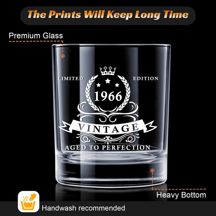 Pahar decolectie pentru  whisky inscriptionat 1966 in cutie de lemn pentru cadou [3]