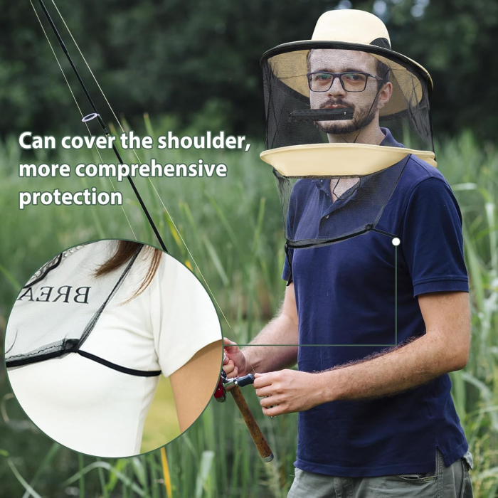Pălărie detașabilă pentru apicultor, cu plasă de insecte,  pescuit, camping, drumeții [7]