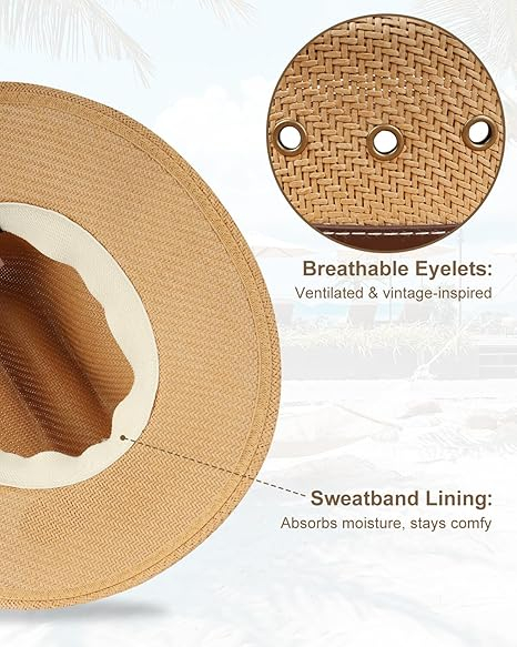 Palarie solara de paie pentru barbati, Crem 2XL 61-65 cm [3]