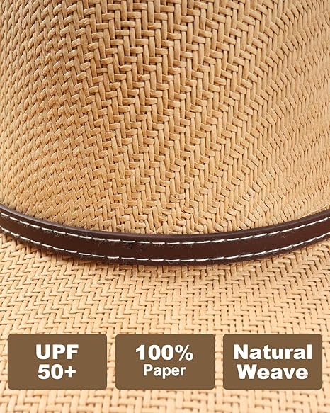 Palarie solara de paie pentru barbati, alba XL 59-61 cm [4]