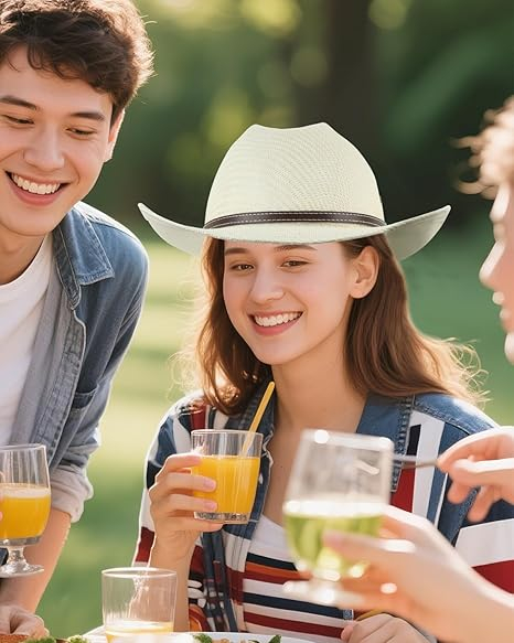 Palarie solara de paie pentru barbati, Crem XL 59-61 cm [6]