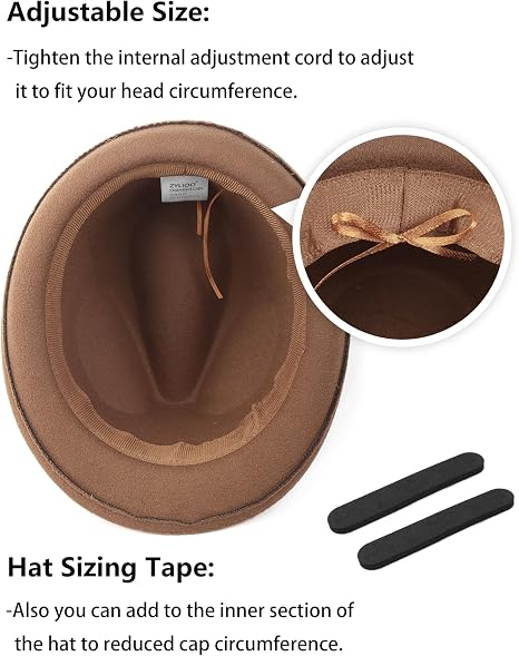 Pălărie Damă și Bărbați Fedora Trilby din Fetru, Bor Îngust, Panglică Decorativă, Reglabilă, Mărimi 61.5, Stil Vintage [2]