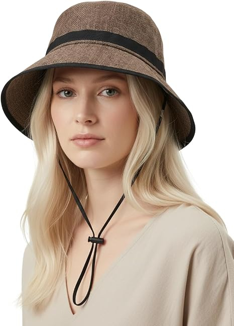 Pălărie Bucket Damă și Bărbați pentru Cap Mare, Bor Larg, Material Aspect In, Respirabilă, Șnur Reglabil, kaki 2XL [2]