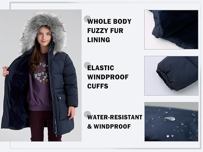 Geaca iarna pentru fetite, imblanita, albastru 6 ani [5]