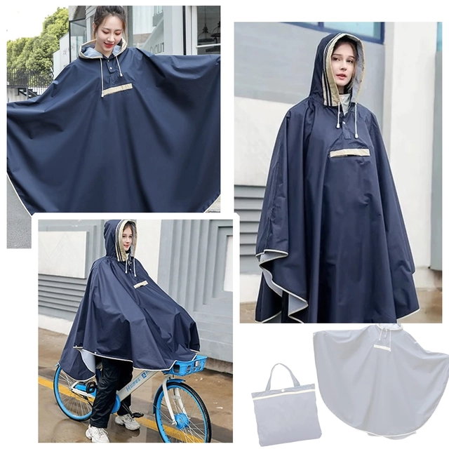 Poncho de ploaie cu gluga, pelerina cu buzunar frontal, marime universala [3]