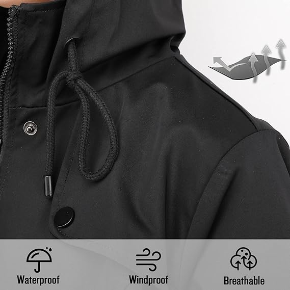 Palton elegant pentru femei, Poncho cu gluga,  XS negru [5]
