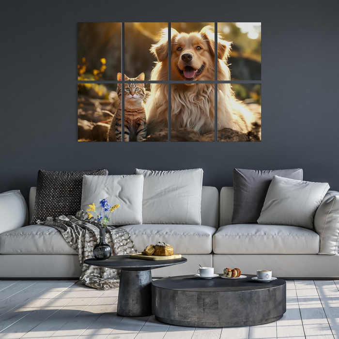 Panouri fonoabsorbante, autoadezive, tip tablou, model "Animale de companie" set 8 componente 120x80 cm [8]